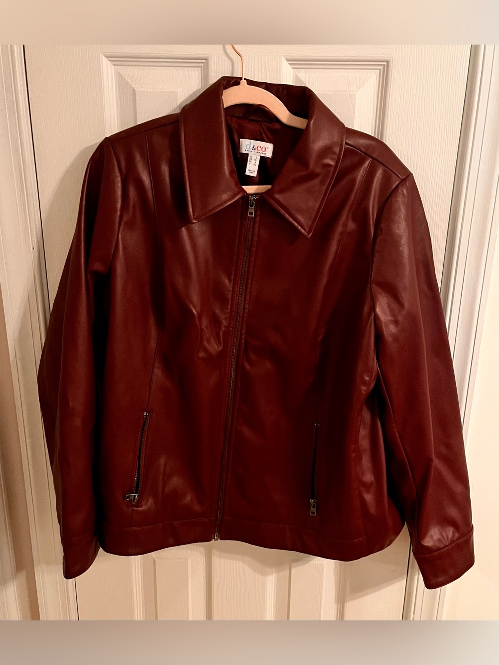 Denim&Co Red Leather Jacket